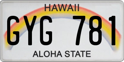 HI license plate GYG781