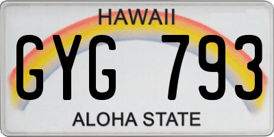 HI license plate GYG793