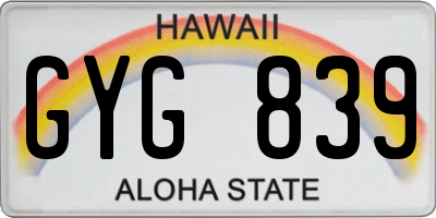 HI license plate GYG839