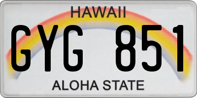 HI license plate GYG851