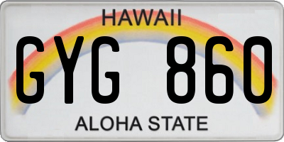 HI license plate GYG860