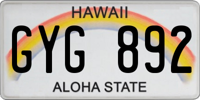 HI license plate GYG892