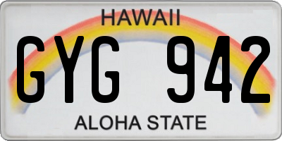 HI license plate GYG942