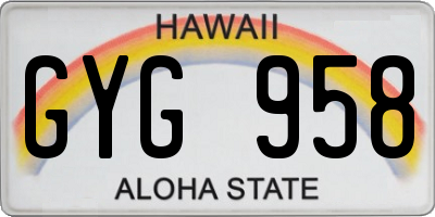 HI license plate GYG958