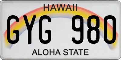 HI license plate GYG980