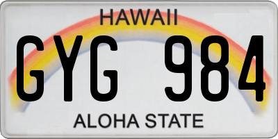 HI license plate GYG984