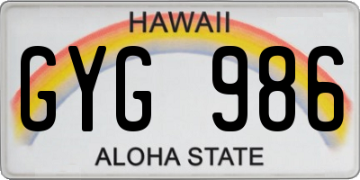 HI license plate GYG986