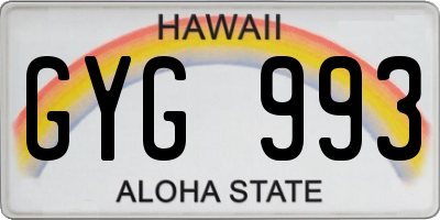 HI license plate GYG993