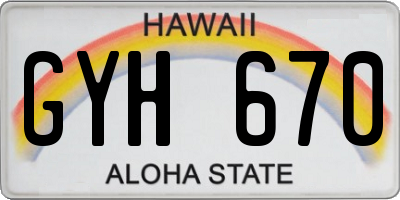 HI license plate GYH670
