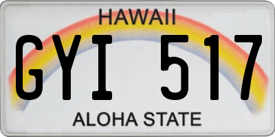 HI license plate GYI517