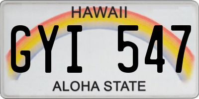 HI license plate GYI547