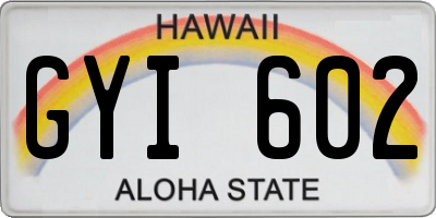 HI license plate GYI602