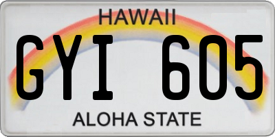 HI license plate GYI605