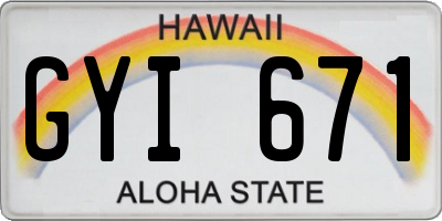 HI license plate GYI671