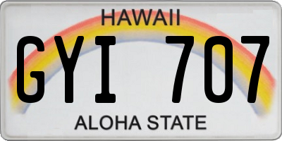 HI license plate GYI707