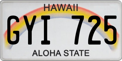 HI license plate GYI725