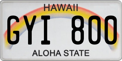 HI license plate GYI800