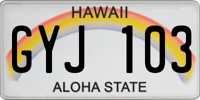 HI license plate GYJ103