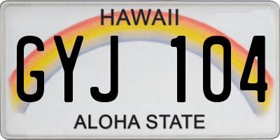HI license plate GYJ104