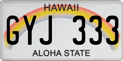HI license plate GYJ333