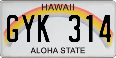 HI license plate GYK314