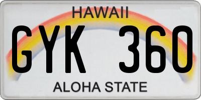 HI license plate GYK360