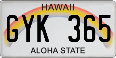 HI license plate GYK365