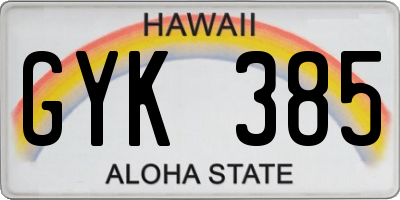 HI license plate GYK385