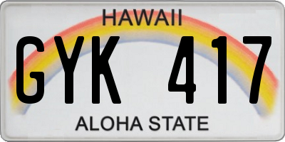 HI license plate GYK417