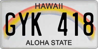 HI license plate GYK418
