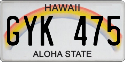 HI license plate GYK475