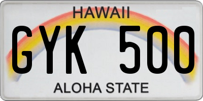 HI license plate GYK500