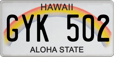 HI license plate GYK502