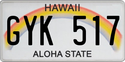 HI license plate GYK517