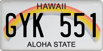 HI license plate GYK551