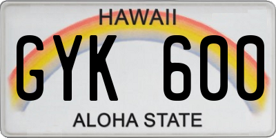 HI license plate GYK600