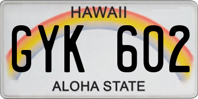 HI license plate GYK602