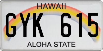 HI license plate GYK615