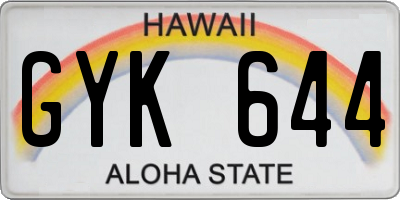 HI license plate GYK644