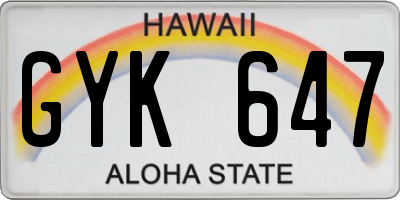 HI license plate GYK647