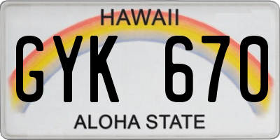 HI license plate GYK670