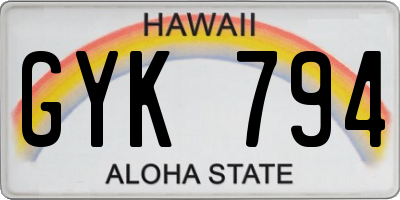 HI license plate GYK794