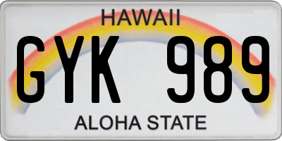 HI license plate GYK989