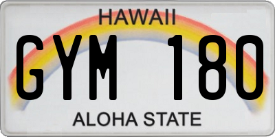 HI license plate GYM180