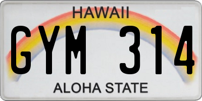 HI license plate GYM314