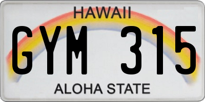 HI license plate GYM315