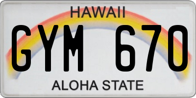 HI license plate GYM670