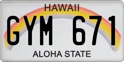 HI license plate GYM671