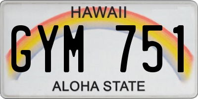 HI license plate GYM751