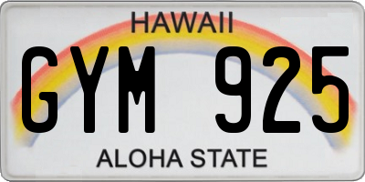 HI license plate GYM925